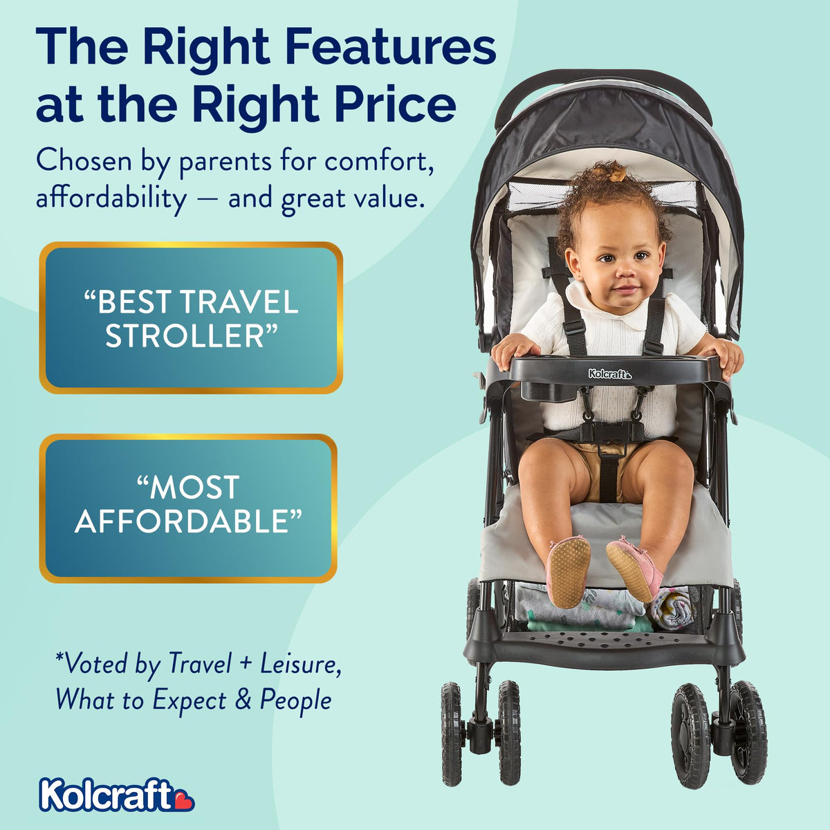 Lightweight Umbrella Stroller with Reclining Seat and Canopy, Slate Gray K332013