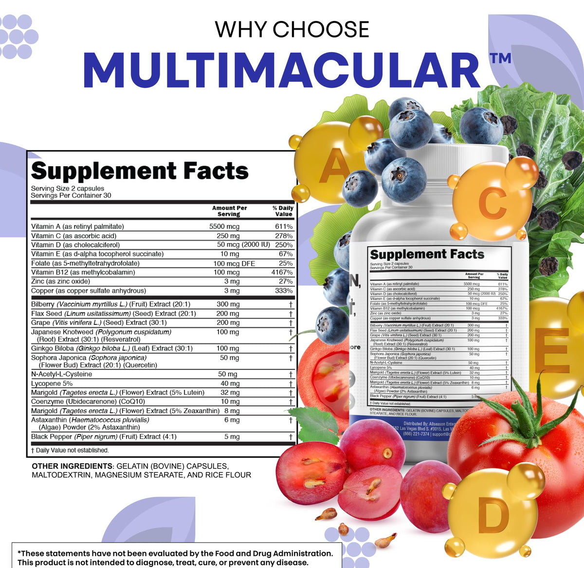 Eye Vitamins with Bilberry Lutein Zeaxanthin Supplement Y3070