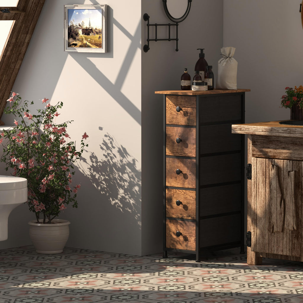 Narrow 5 Drawers Fabric Dresser F91583