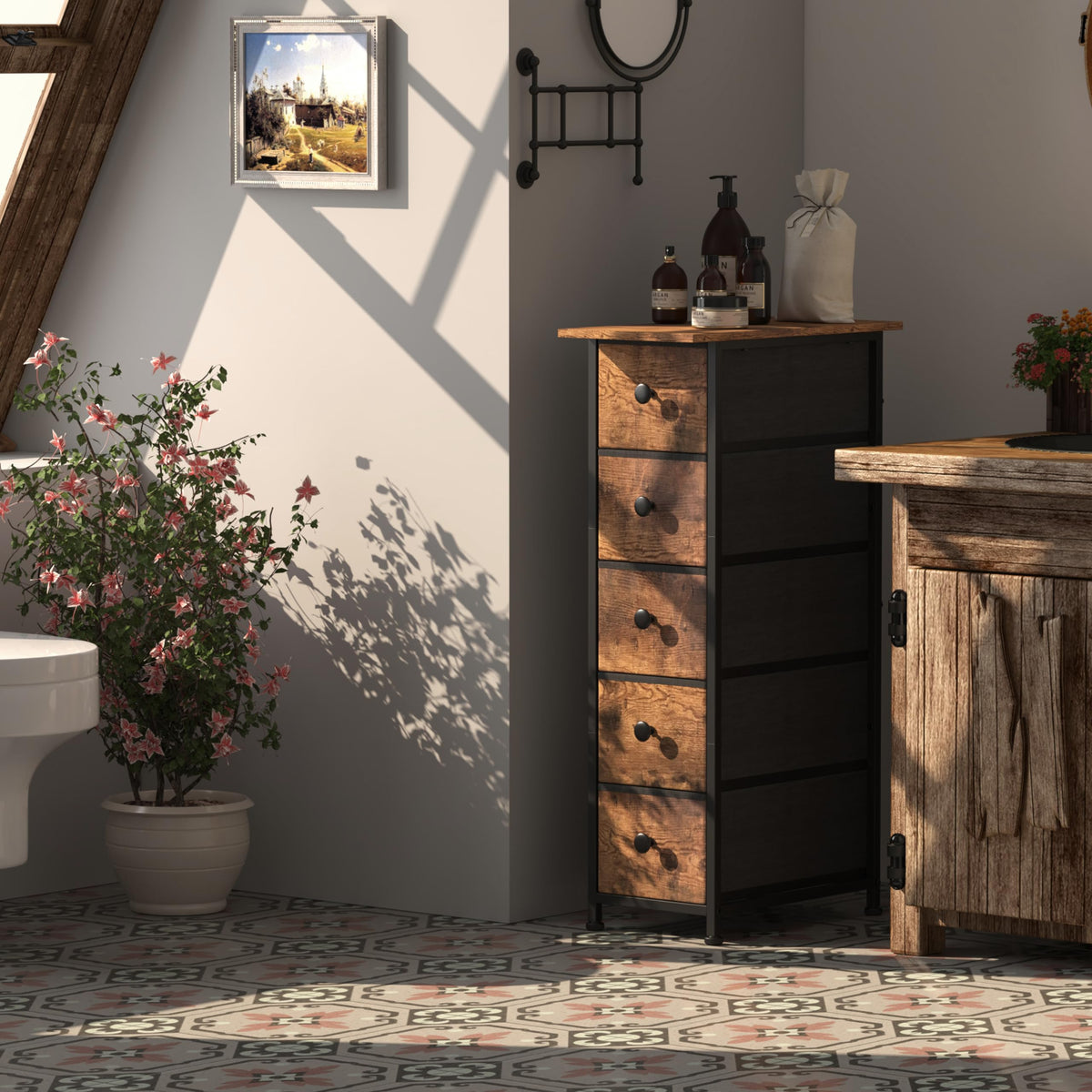 Narrow 5 Drawers Fabric Dresser F91583