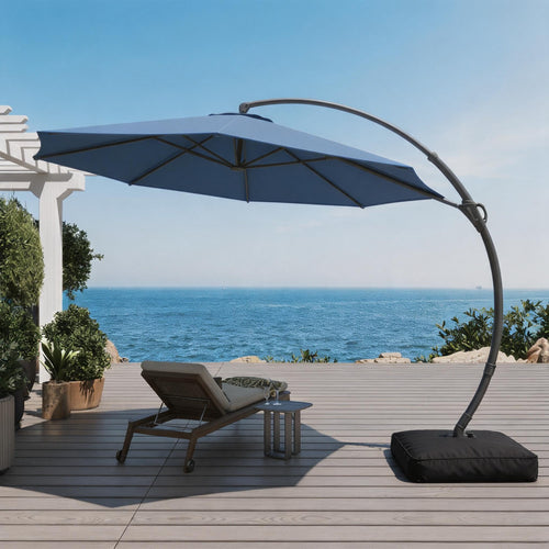 11 FT Navy Blue Cantilever Patio Umbrella with Base I74572