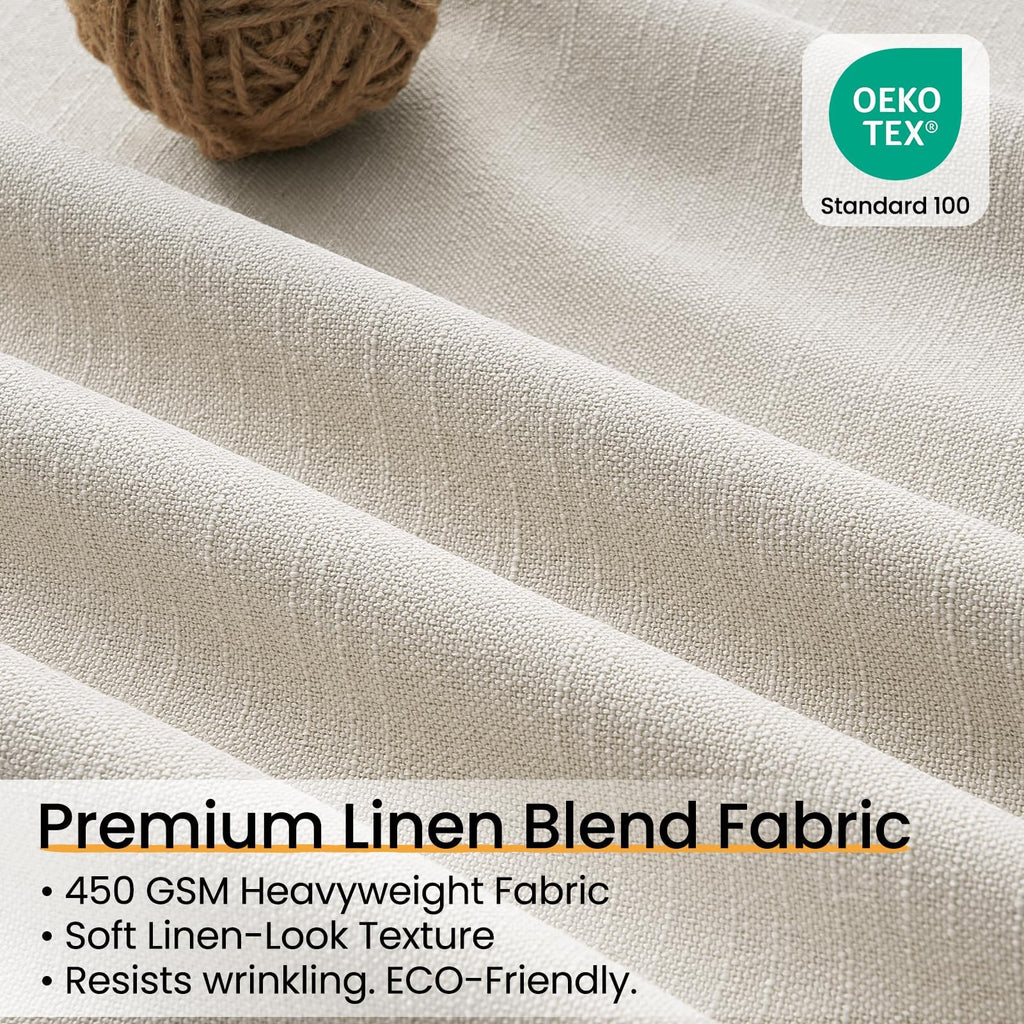 Cream Beige 96 Inch Long Blackout Linen Curtains T36152