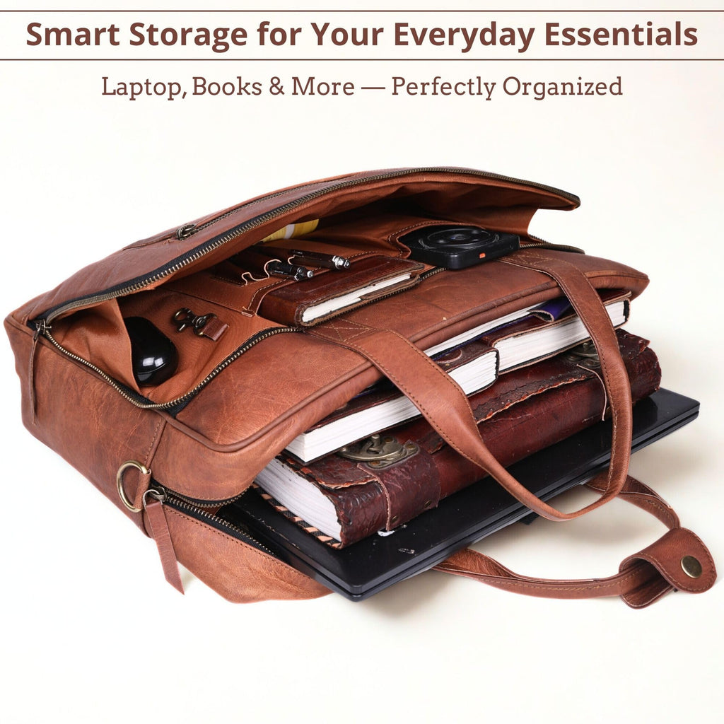 Brown 17-inch Genuine Leather Laptop Briefcase C793203