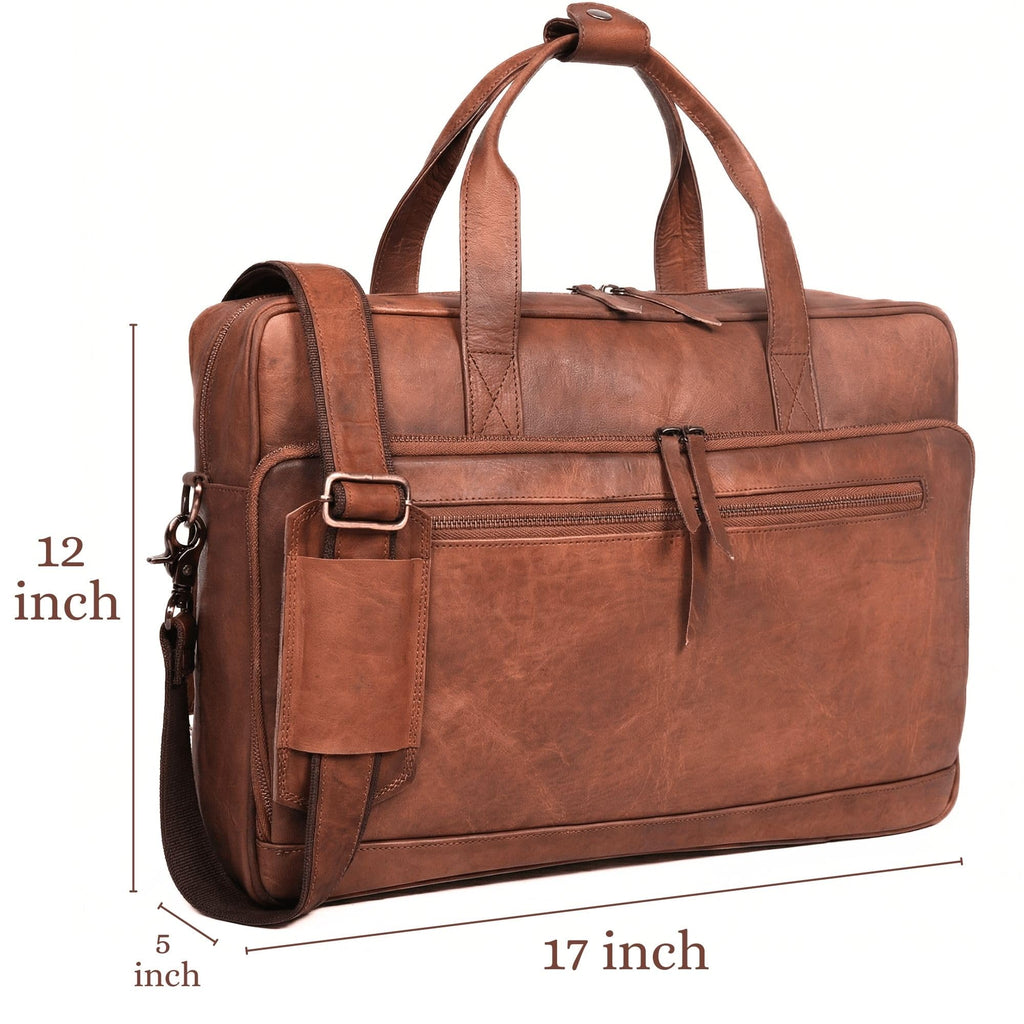 Brown 17-inch Genuine Leather Laptop Briefcase C793203