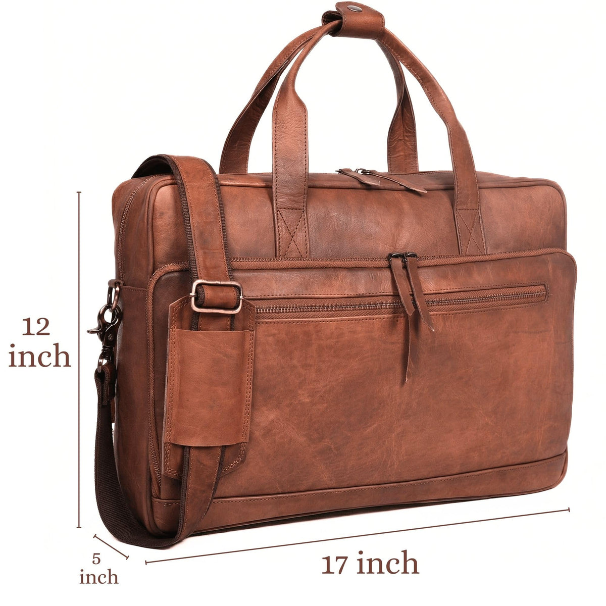 Brown 17-inch Genuine Leather Laptop Briefcase C793203