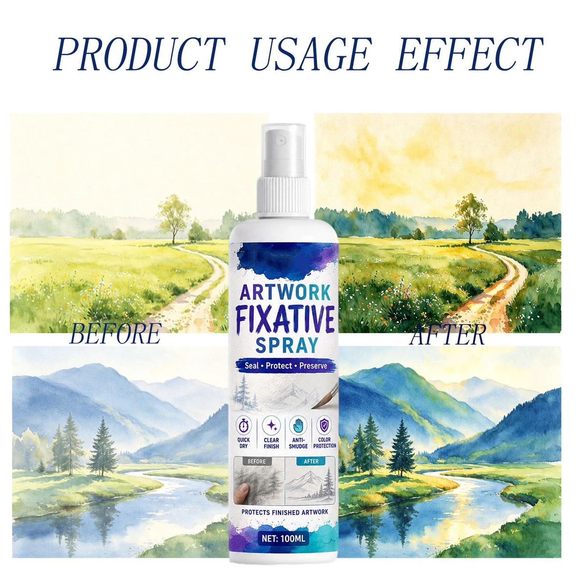 Quick-Dry Smudge-Proof Clear Matte Fixative Spray (7PCS) S464576