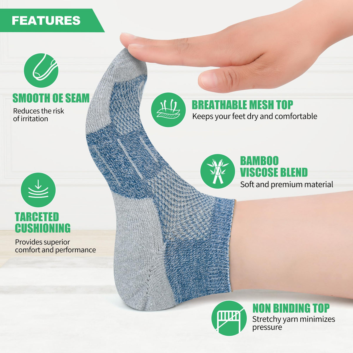 Diabetic Socks for Men, 12 Pairs Ankle & Low Cut Size 9-15 S600