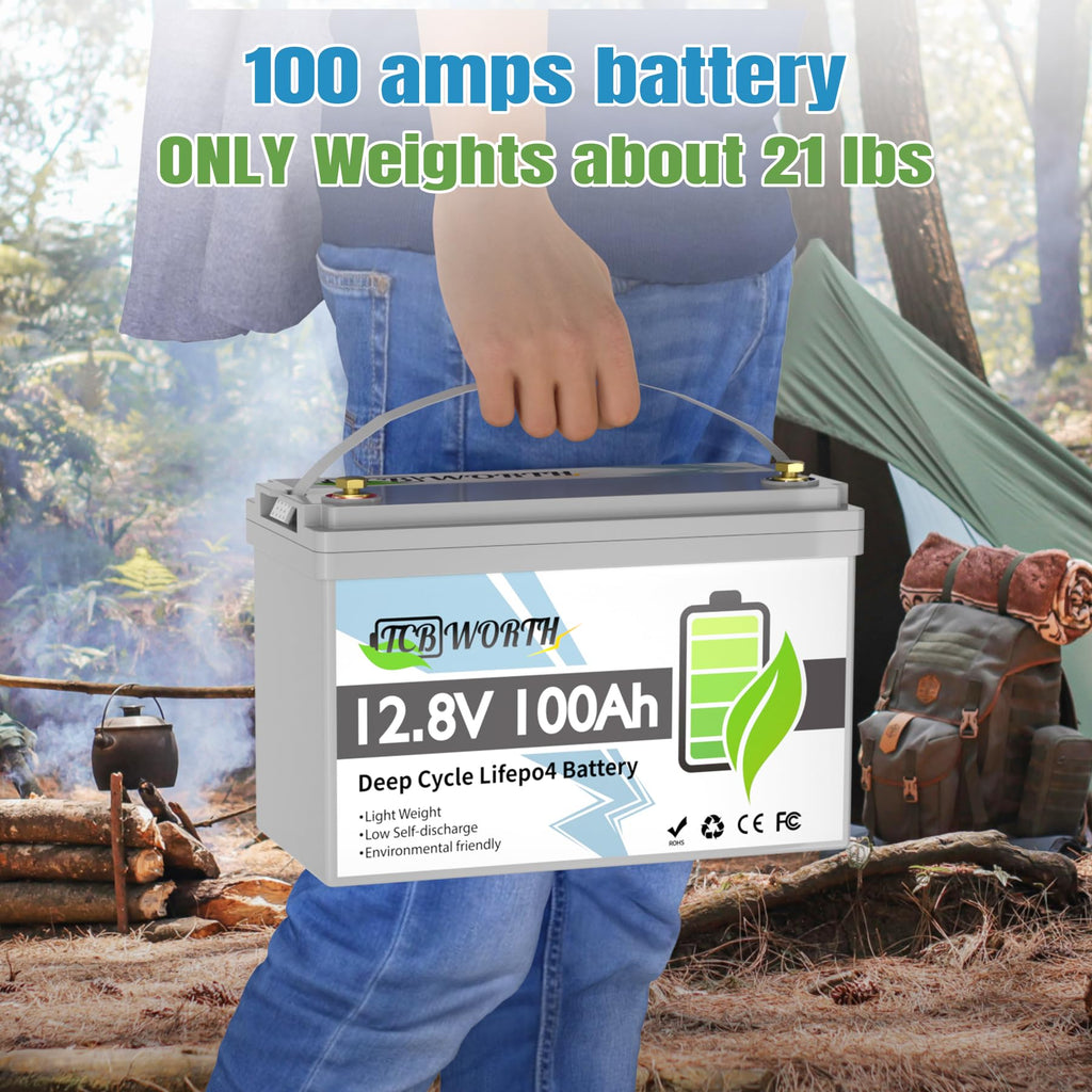 12V 100Ah LiFePO4 Deep Cycle Lithium Battery with 100A BMS A86512