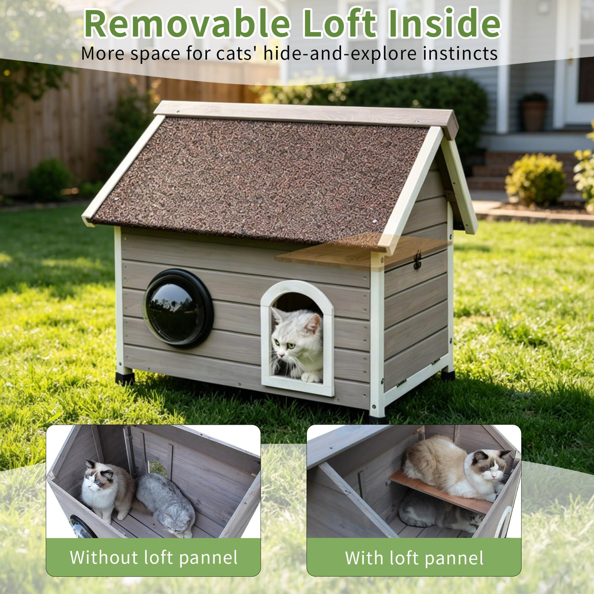 Wooden Elevated Outdoor Cat House T878