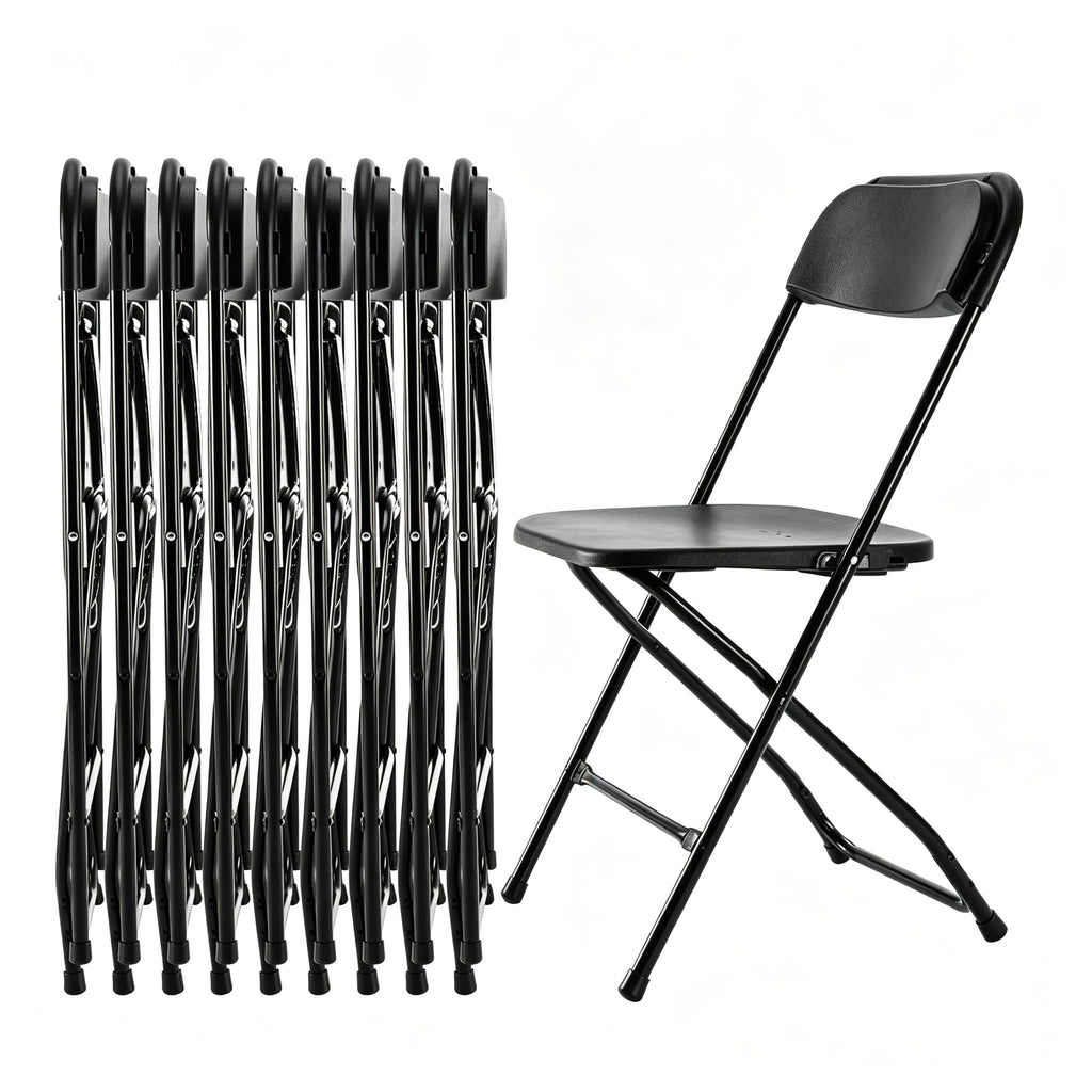 10 Pack Black Plastic Folding Chairs T295640