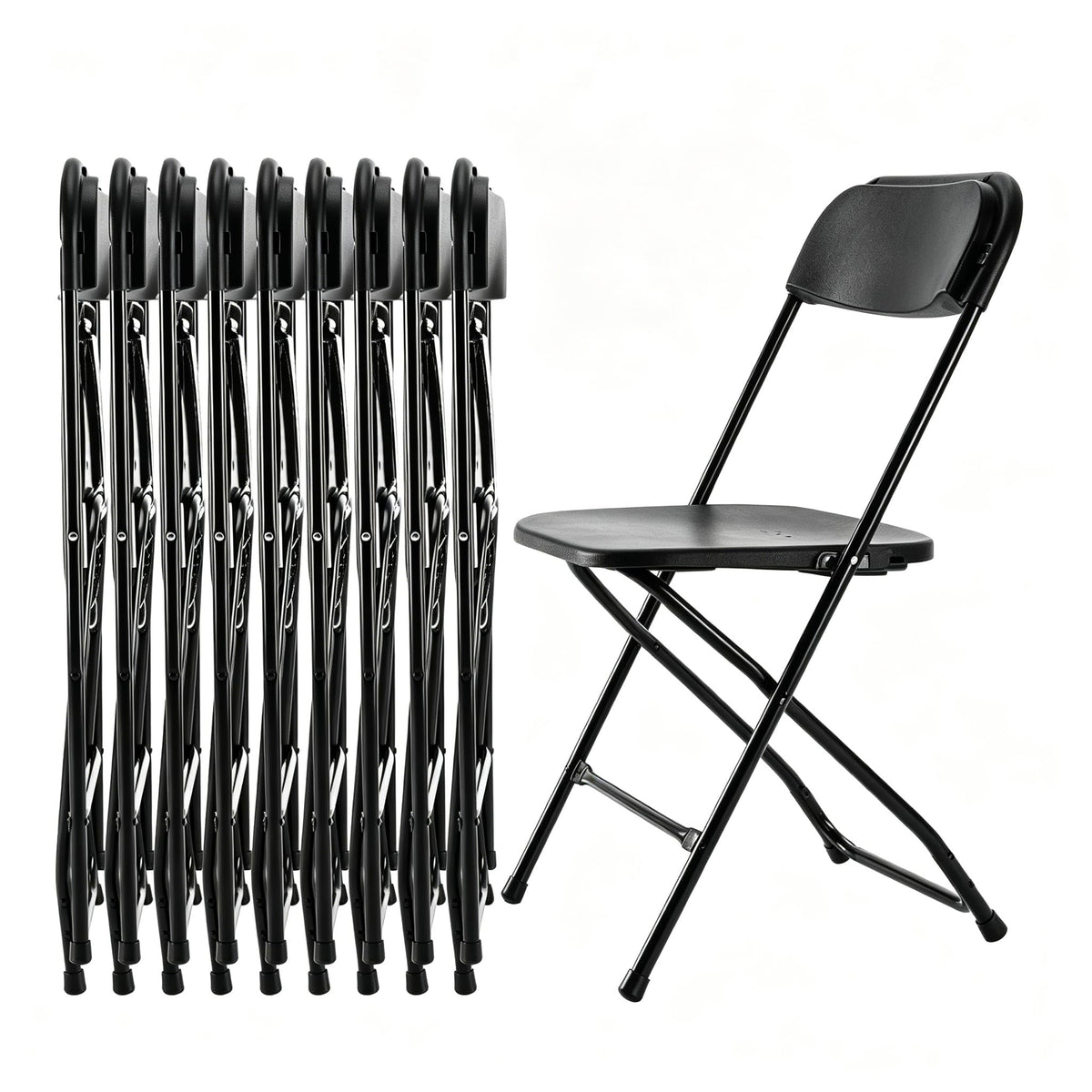 10 Pack Black Plastic Folding Chairs T295640