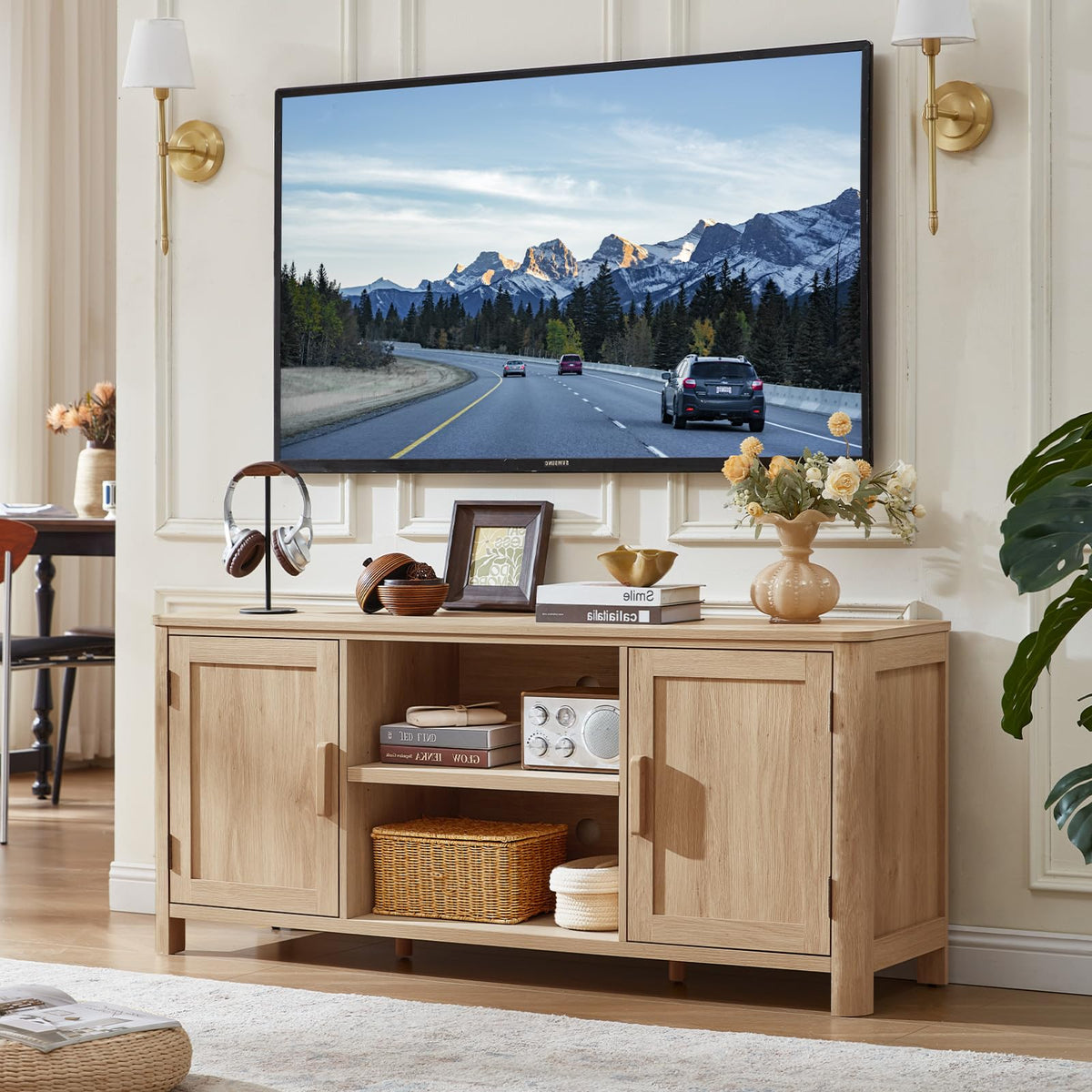 55" Natural Oak Tv Stand F948416