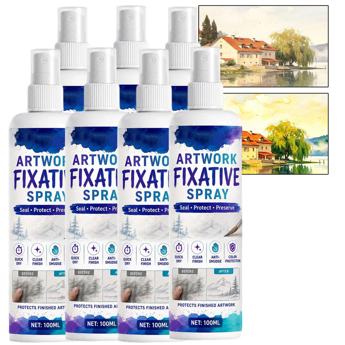 Quick-Dry Smudge-Proof Clear Matte Fixative Spray (7PCS) S464576