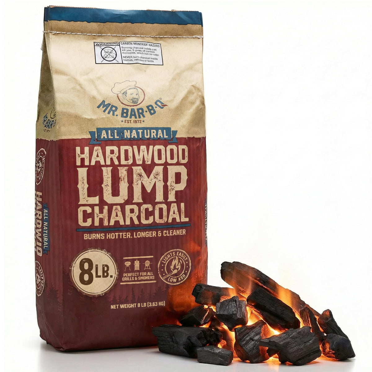 8 LB. All Natural Hardwood Lump Charcoal Y7304