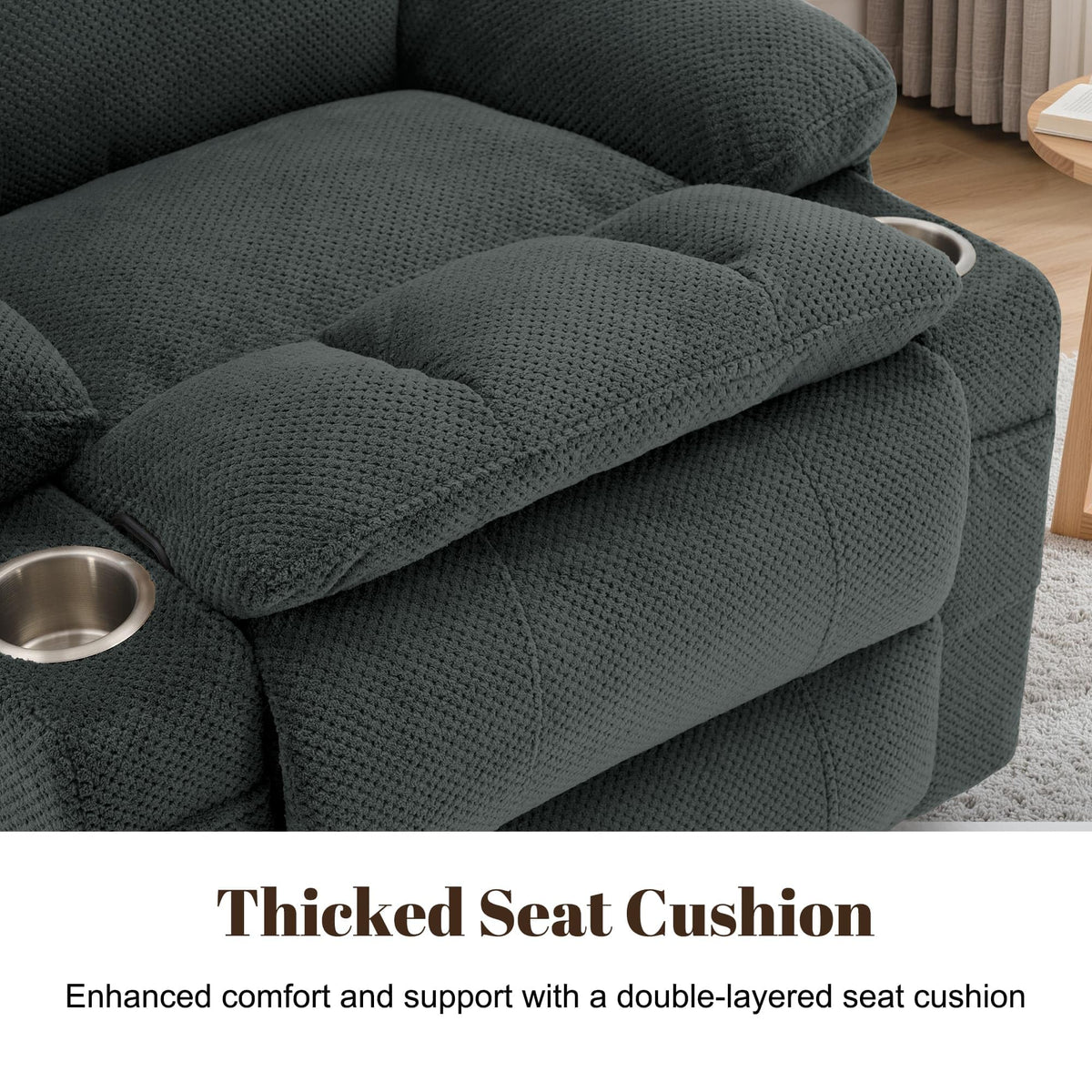 Gray Swivel Rocker Recliner with Massage & Heat D6489