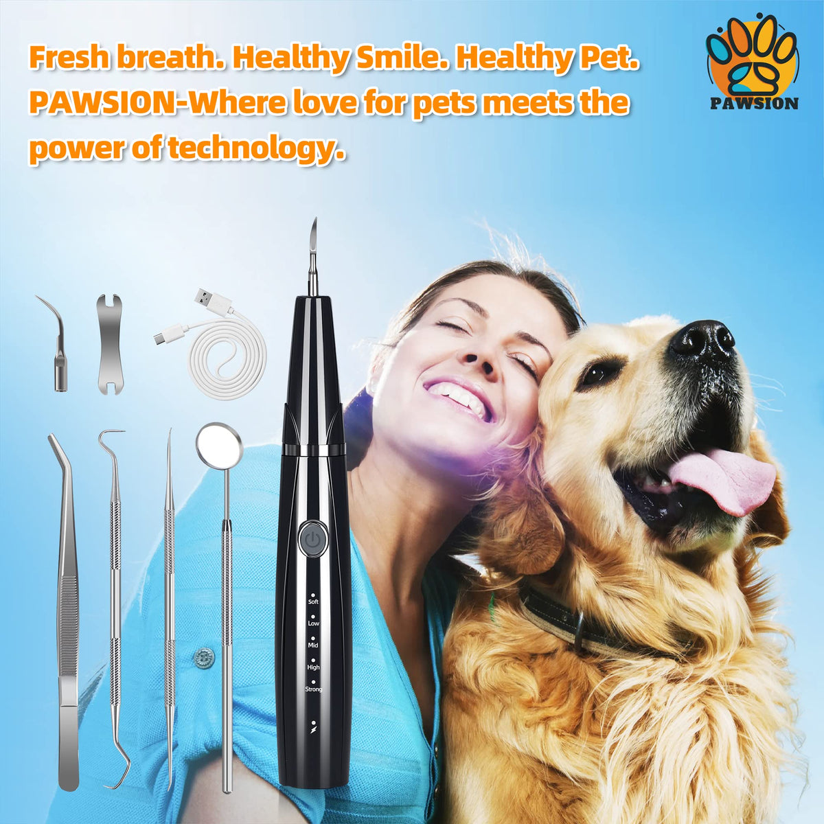 Ultrasonic Pet Tooth Cleaner Kit with LED Light X5145