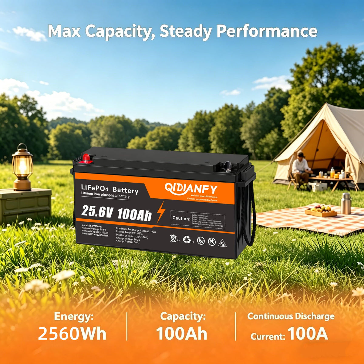 24V 100Ah LiFePO4 Lithium Battery H63770
