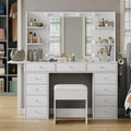 Vanity Desk with Mirror and 12 LED Lights, 11 Drawers & 4 Shelves G522