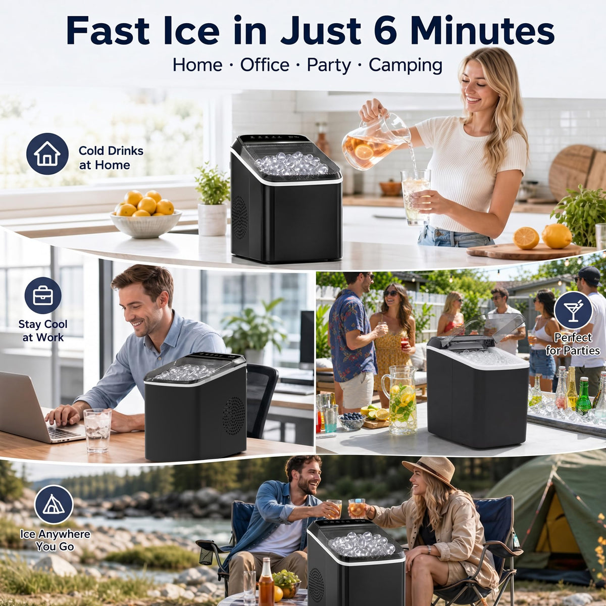 Countertop Ice Maker with Basket & Scoop Q21740