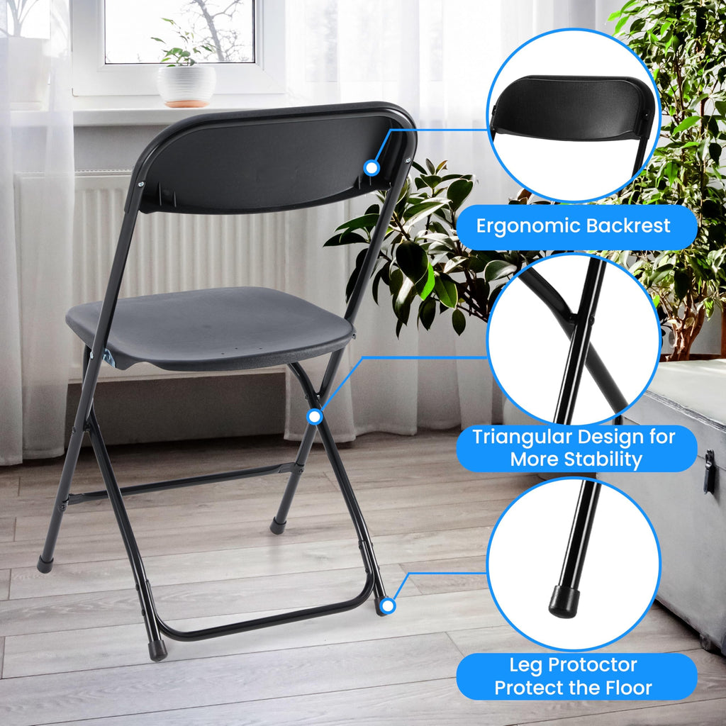 10 Pack Black Plastic Folding Chairs T295640