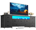 63 Inch 11 Drawer TV Stand with Power Outlets and LED Lights S2603