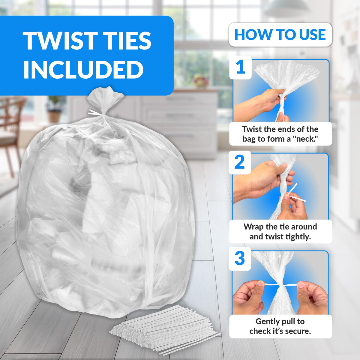 55 Gallon Heavy Duty Clear Trash Bags 100 Count K324053