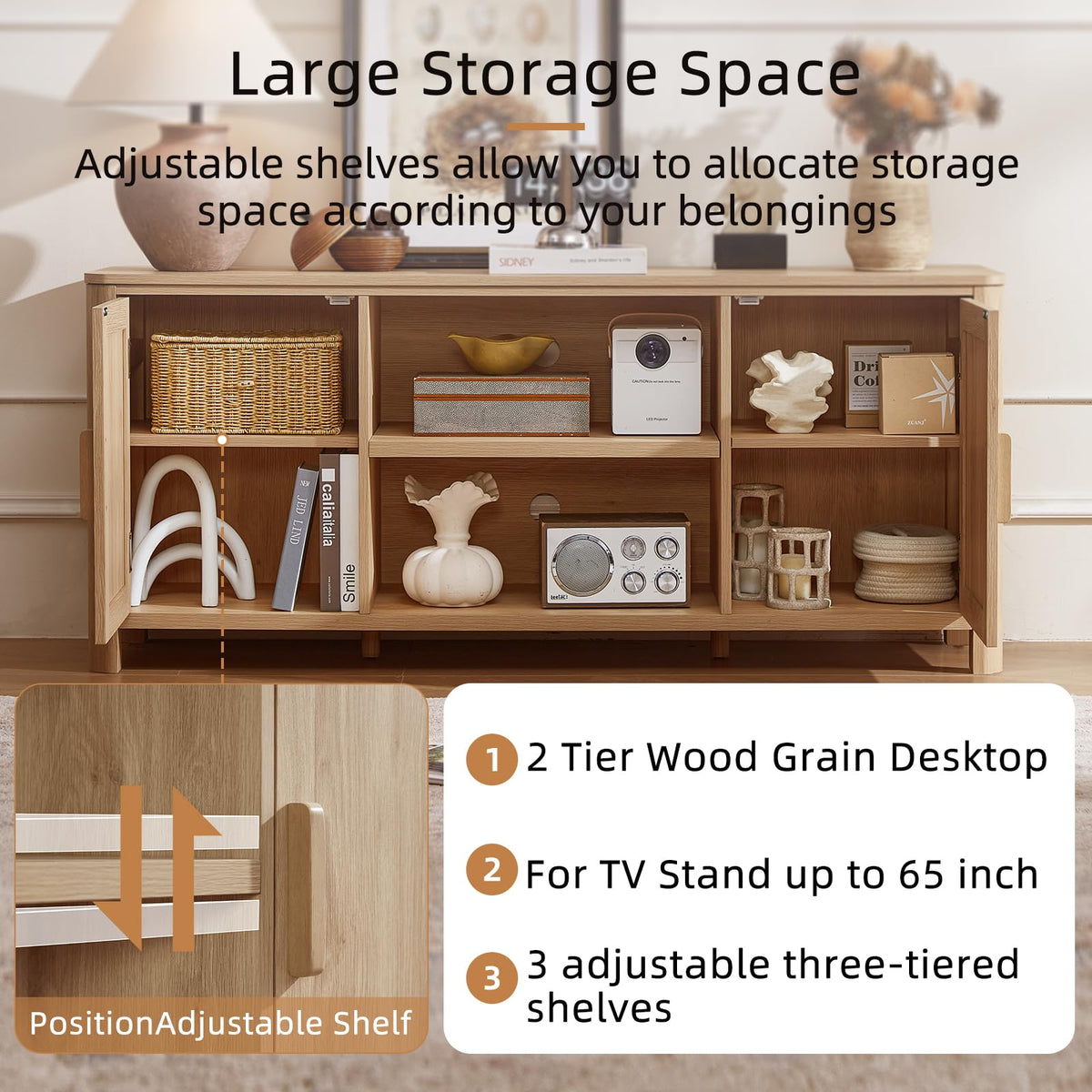 55" Natural Oak Tv Stand F948416