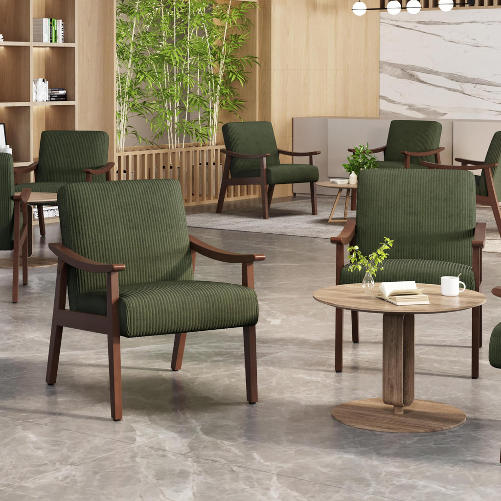 Dark Green Corduroy Accent Chairs Set of 2 O4762