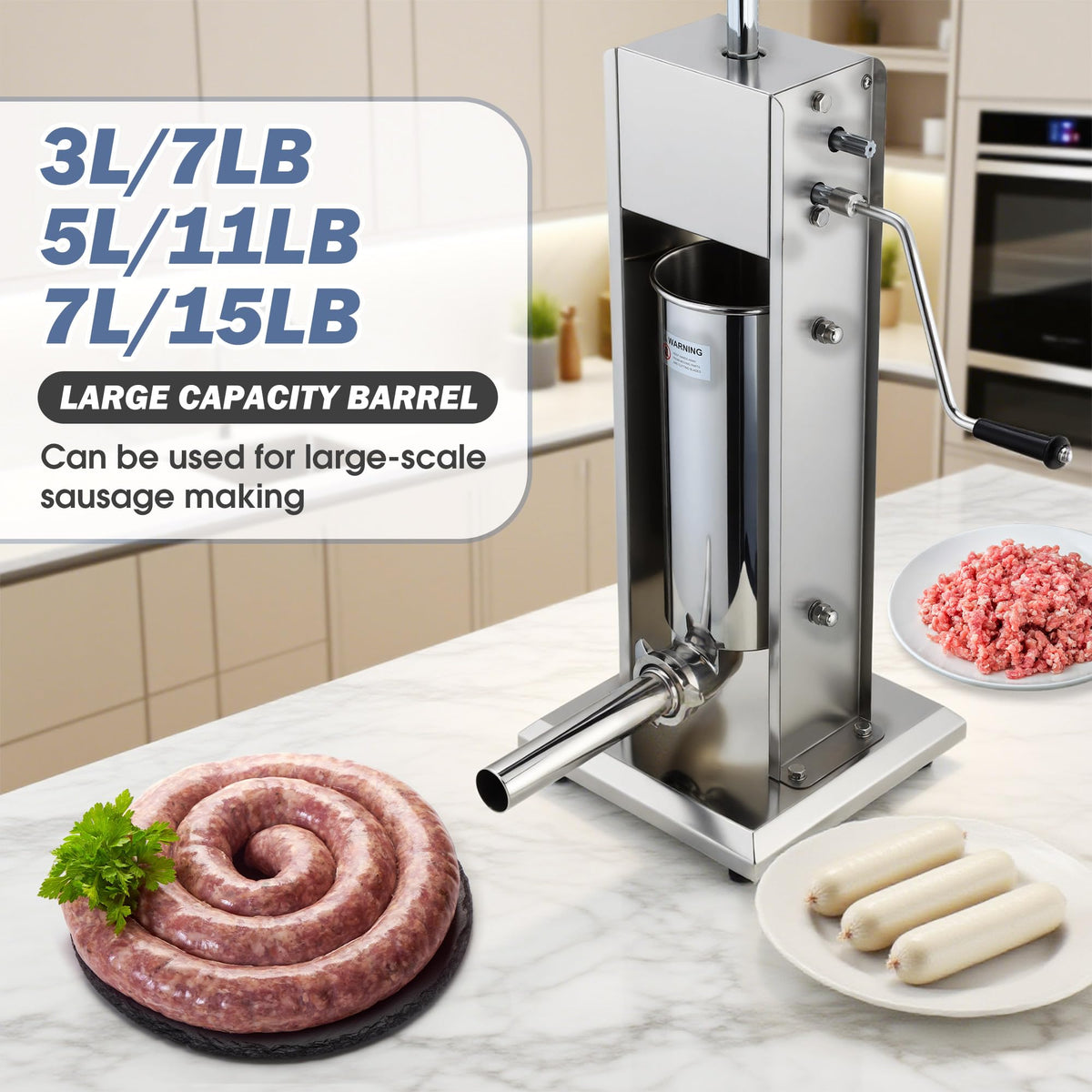 7L Stainless Steel Manual Sausage Stuffer S63619
