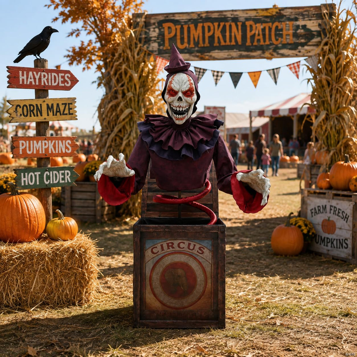 5 Ft. Skeleton Clown Halloween Decoration D50184
