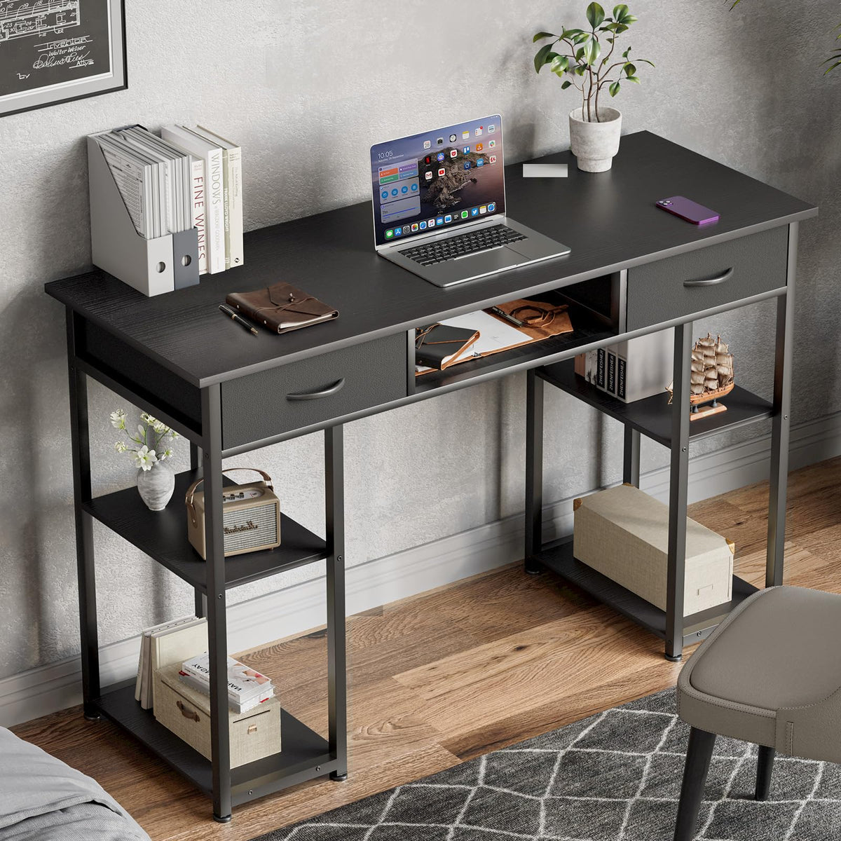 48-Inch Computer Desk with Drawers and Hook D88722
