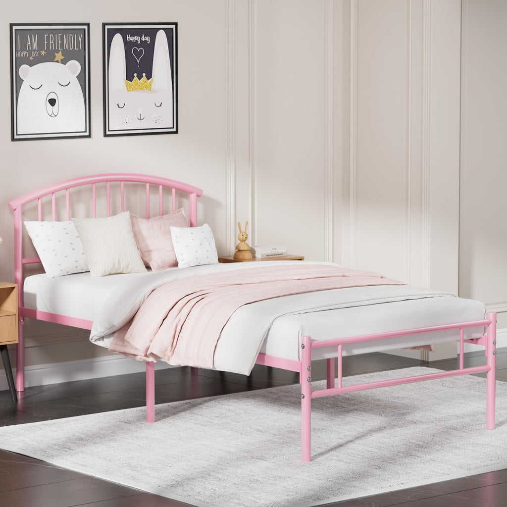 Twin Size Metal Bed Frame with Headboard and Footboard D22348