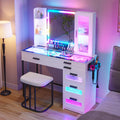 White Vanity Desk with Lighted Mirror and 6 Drawers S3071
