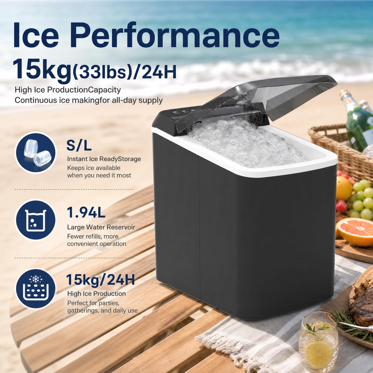 Countertop Ice Maker with Basket & Scoop Q21740