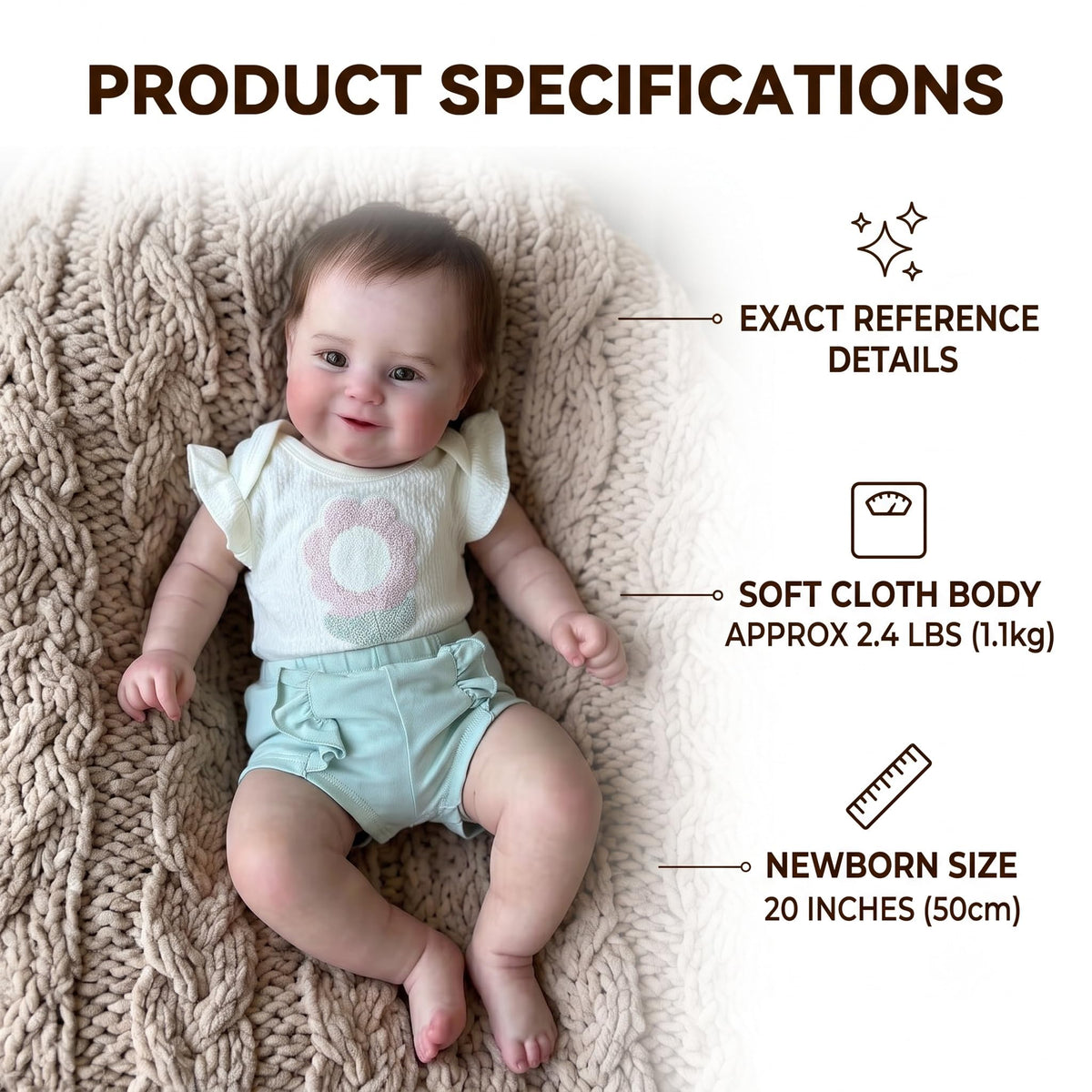 Realistic Reborn Girl Doll 20 Inches G96843