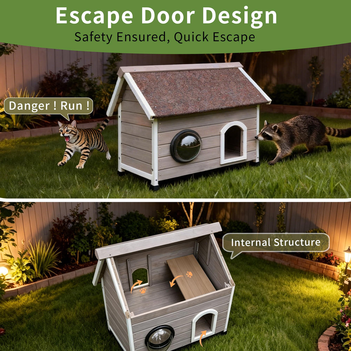 Wooden Elevated Outdoor Cat House T878