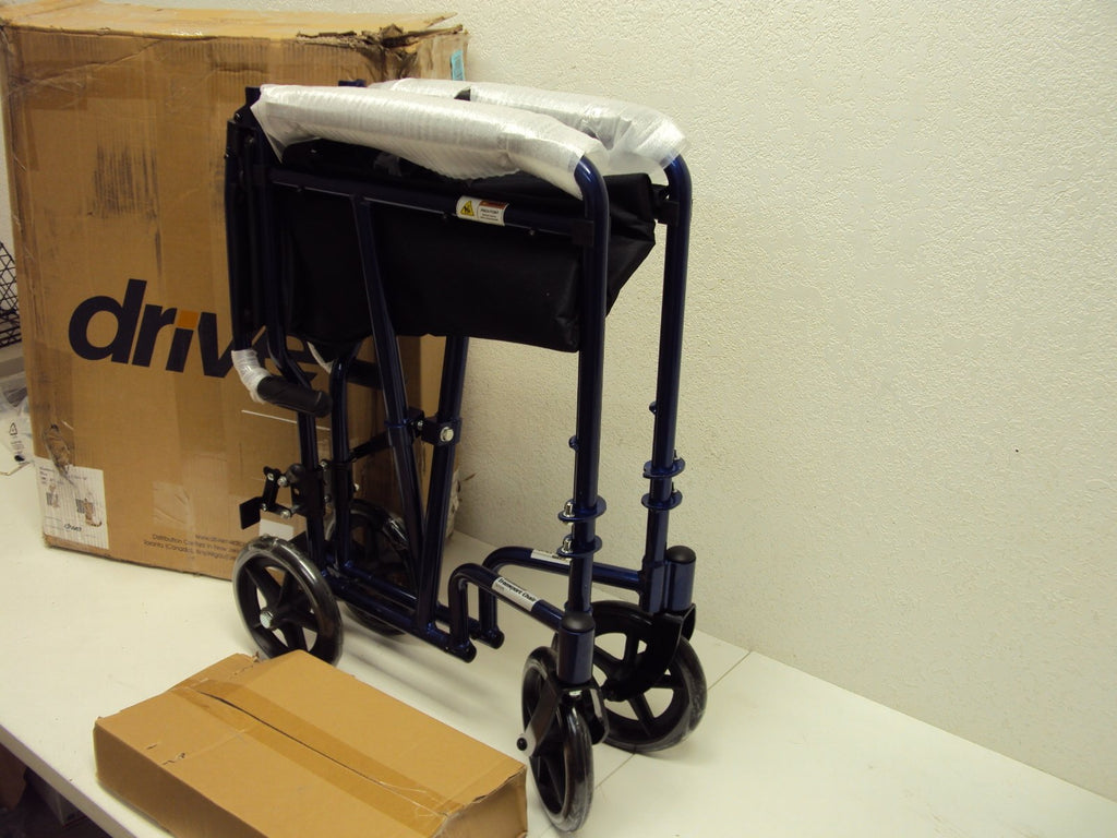 Blue Transport Wheelchair with Swing-Away Footrest M2851