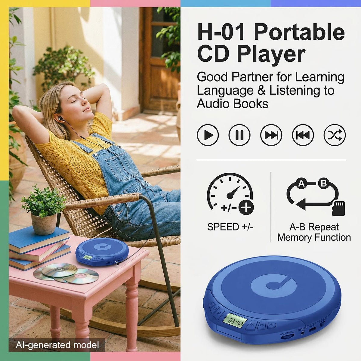 Portable CD Player with Earphones M189208