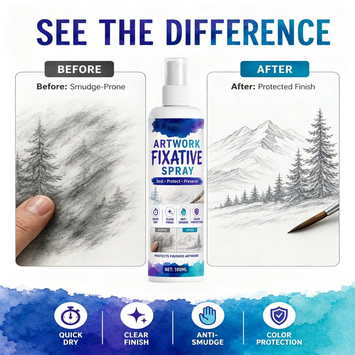 Quick-Dry Smudge-Proof Clear Matte Fixative Spray (7PCS) S464576