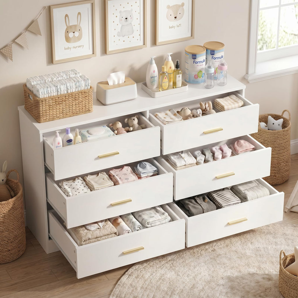 White 6 Drawer Dresser N4870