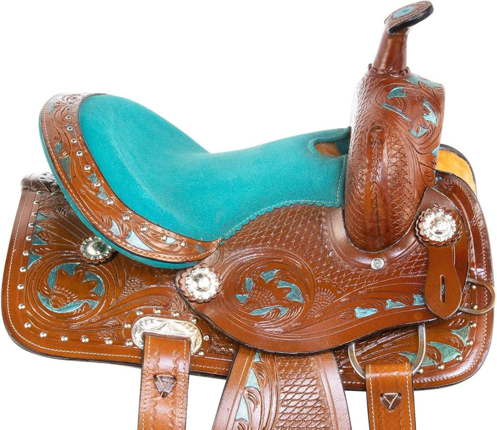 Leather Barrel Saddle with Headstall, Reins and Breast Collar X630118