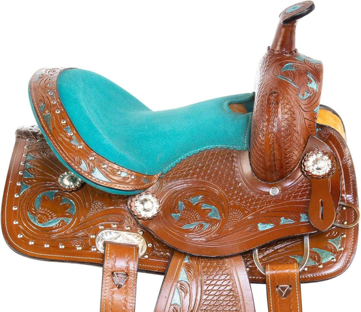 Leather Barrel Saddle with Headstall, Reins and Breast Collar X630118
