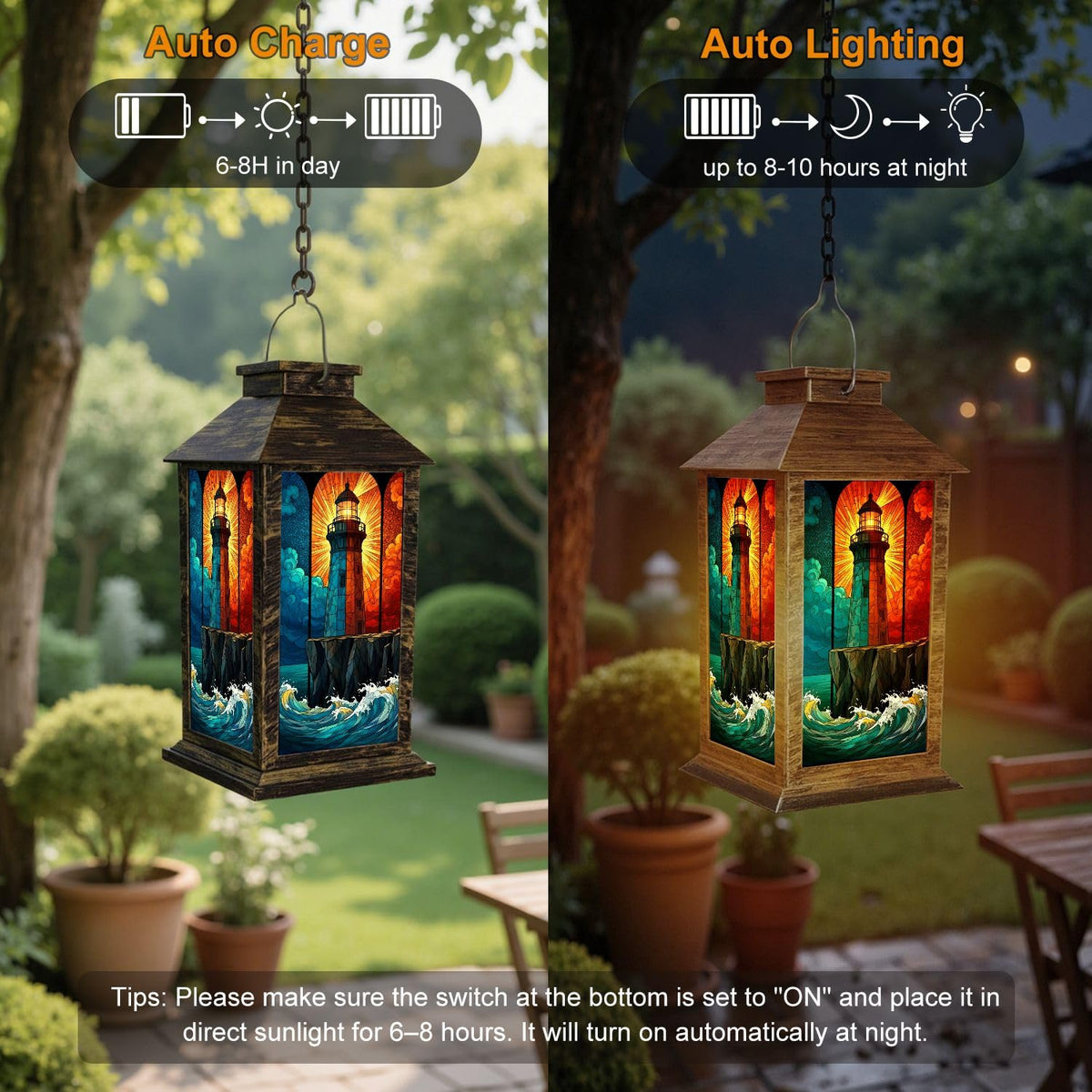 Solar Powered Waterproof Outdoor Lantern F143