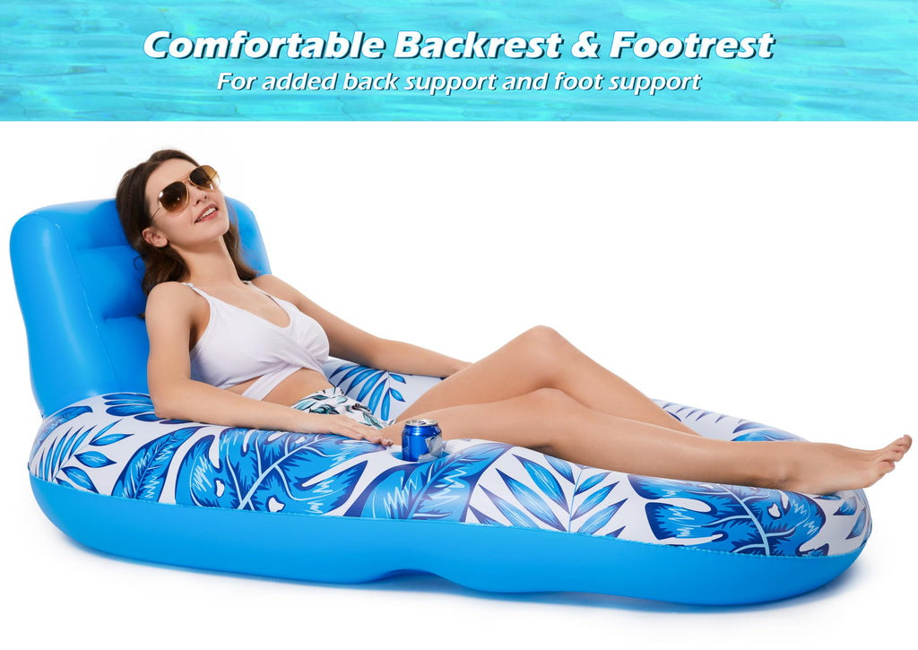 Inflatable Pool Float Lounger with Cup Holders D682