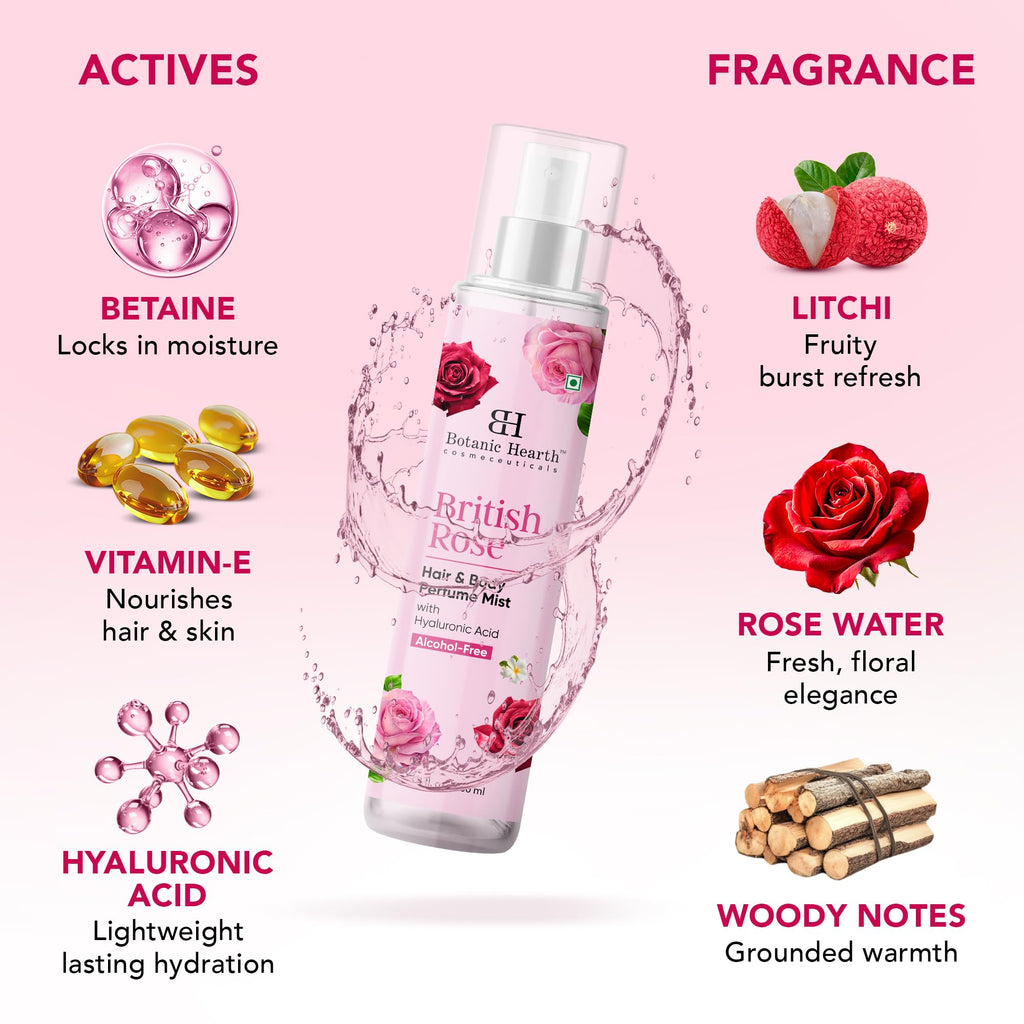 British Rose Body Spray & Hair Perfume 3.4oz Q7539