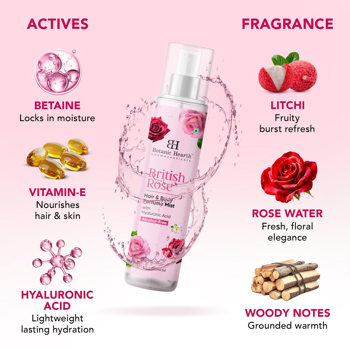 British Rose Body Spray & Hair Perfume 3.4oz Q7539