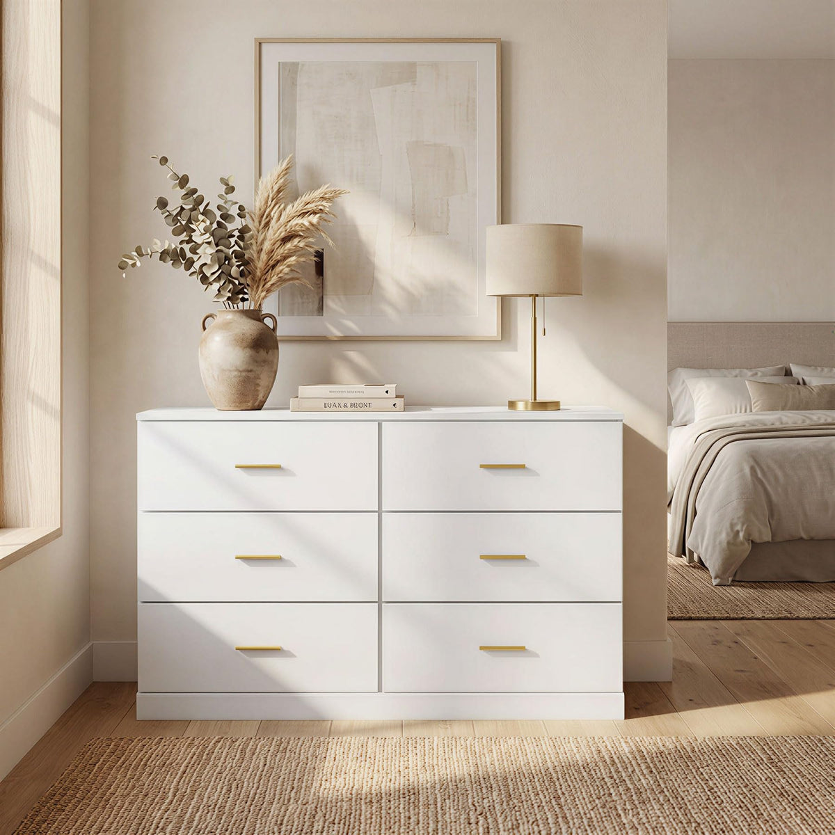White 6 Drawer Dresser N4870