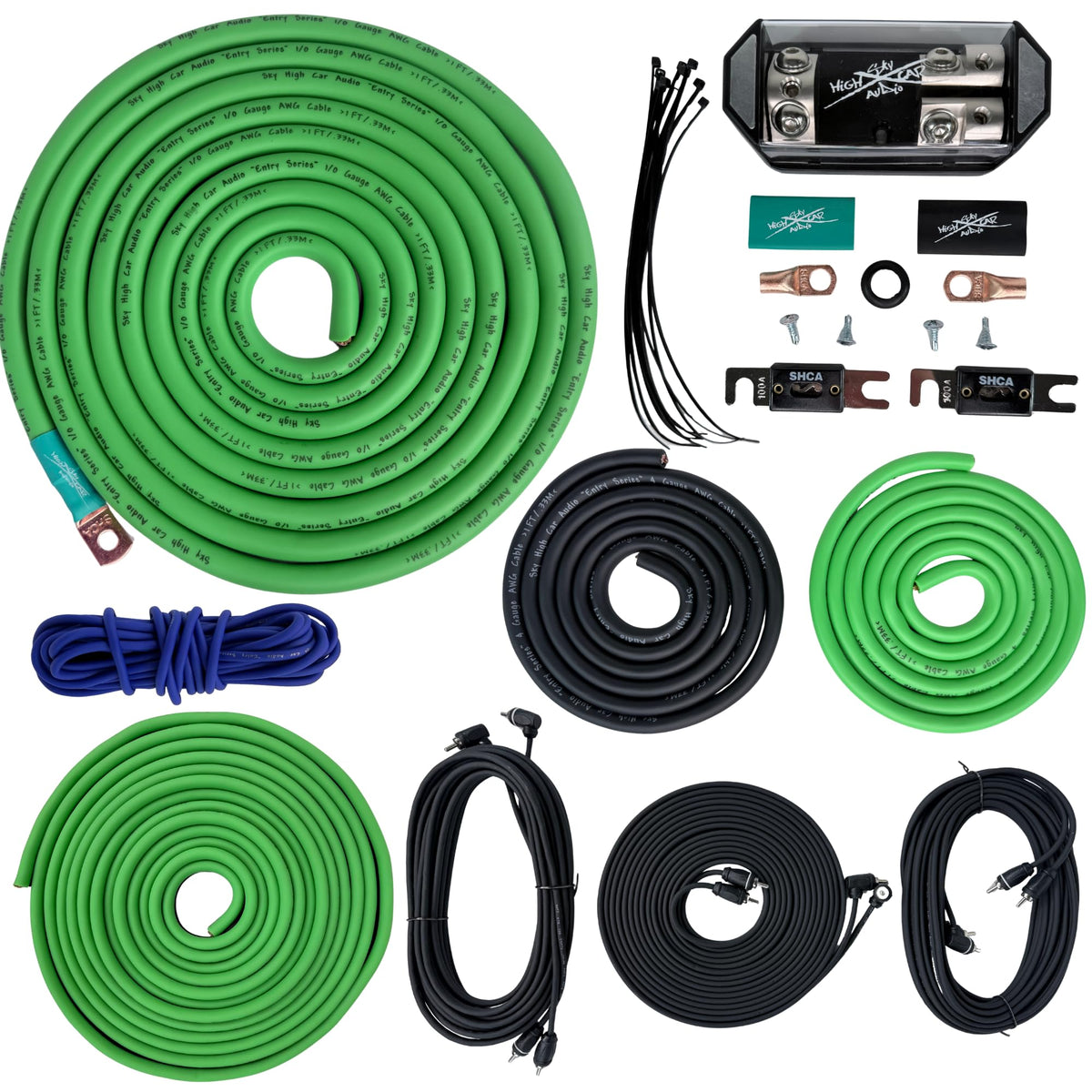 1/0 Gauge Dual Amplifier Wiring Kit with RCA Cables and Fuse Holder L100