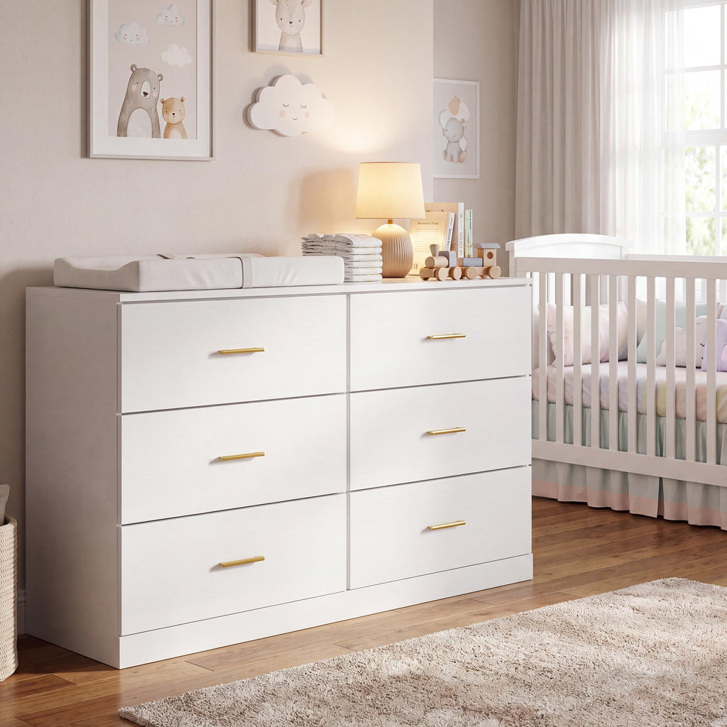 White 6 Drawer Dresser N4870