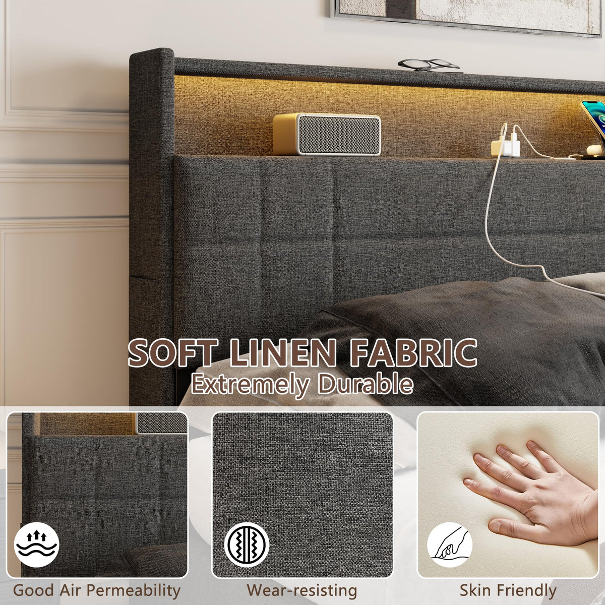 Queen Bed Frame with 4 Storage Drawers I85929